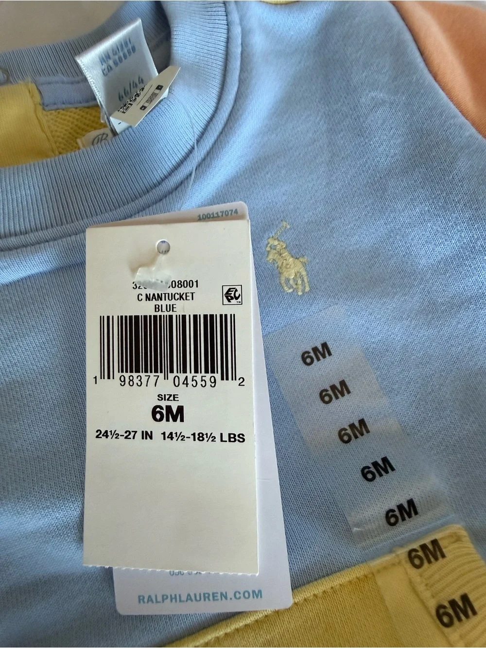 Ralph Lauren Pastel Blue, Yellow & Orange Colorblock Baby Set